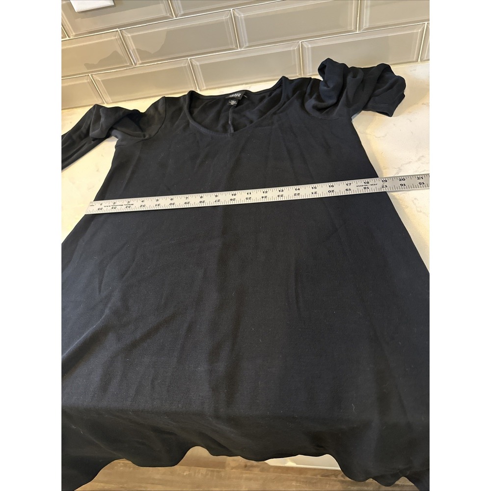 Eileen Fisher Sz MP Black Tencel‎ Wool Cashmere Knit V-Neck Dress Lux - Picture 9 of 13